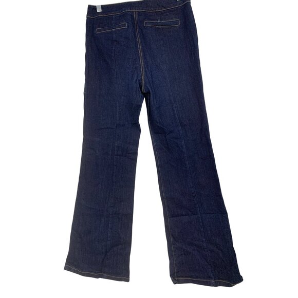 DEREK LAM Wide Flare Leg Dark Wash Denim Jeans Size 6 Stretch RS10278 GUC Mid - Picture 3 of 10